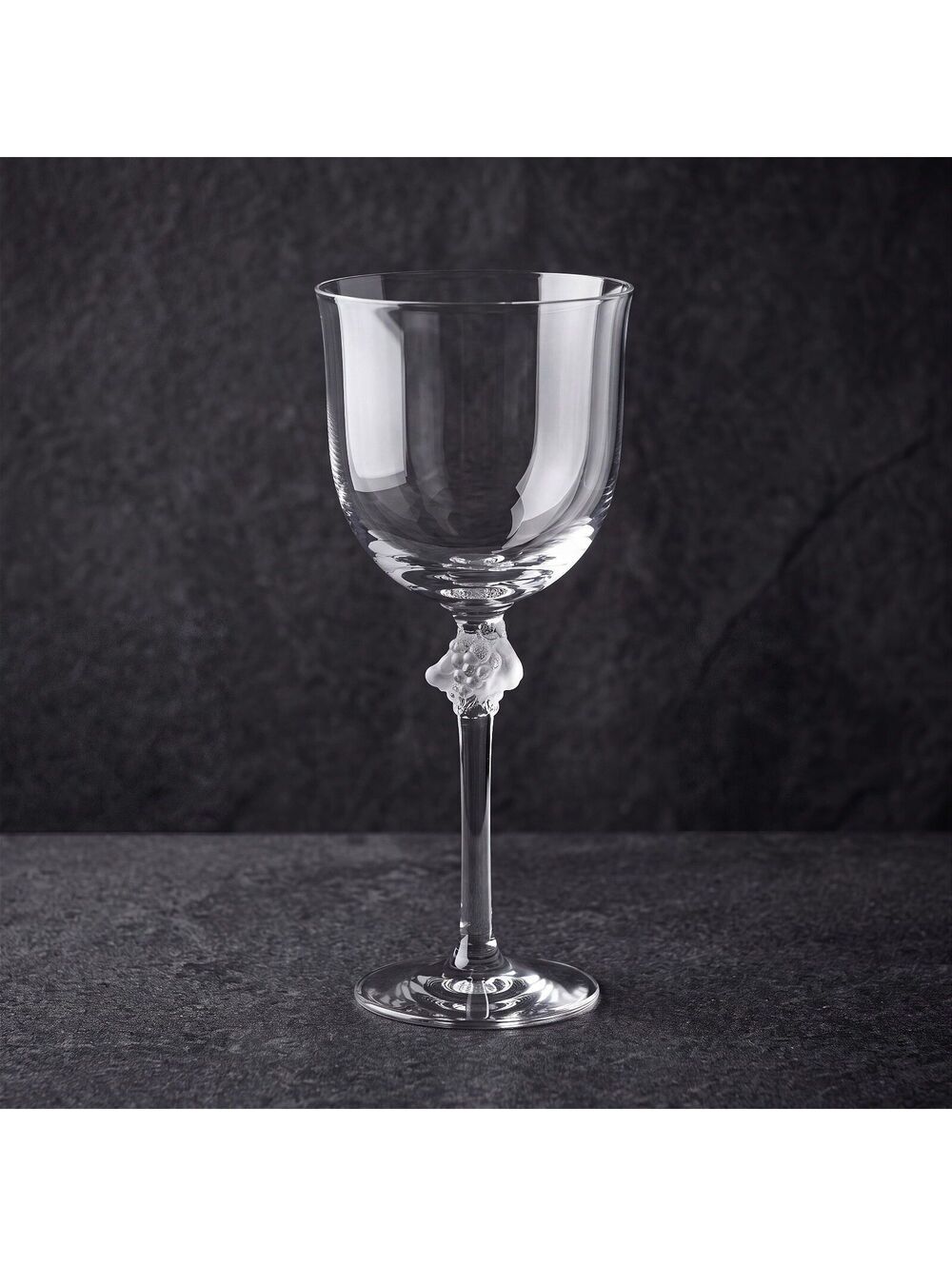 Vtg Lalique Roxane Crystal Water Goblet Signed France 8.5" Frosted Figural Stem